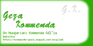 geza kommenda business card